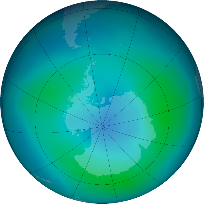 Antarctic ozone map for February 2005